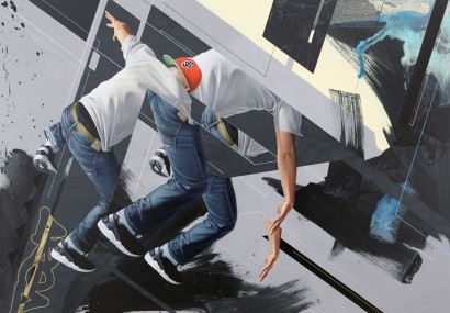 'Step Into' - 105x120cm - oil, spray-paint, and acrylic on canvas